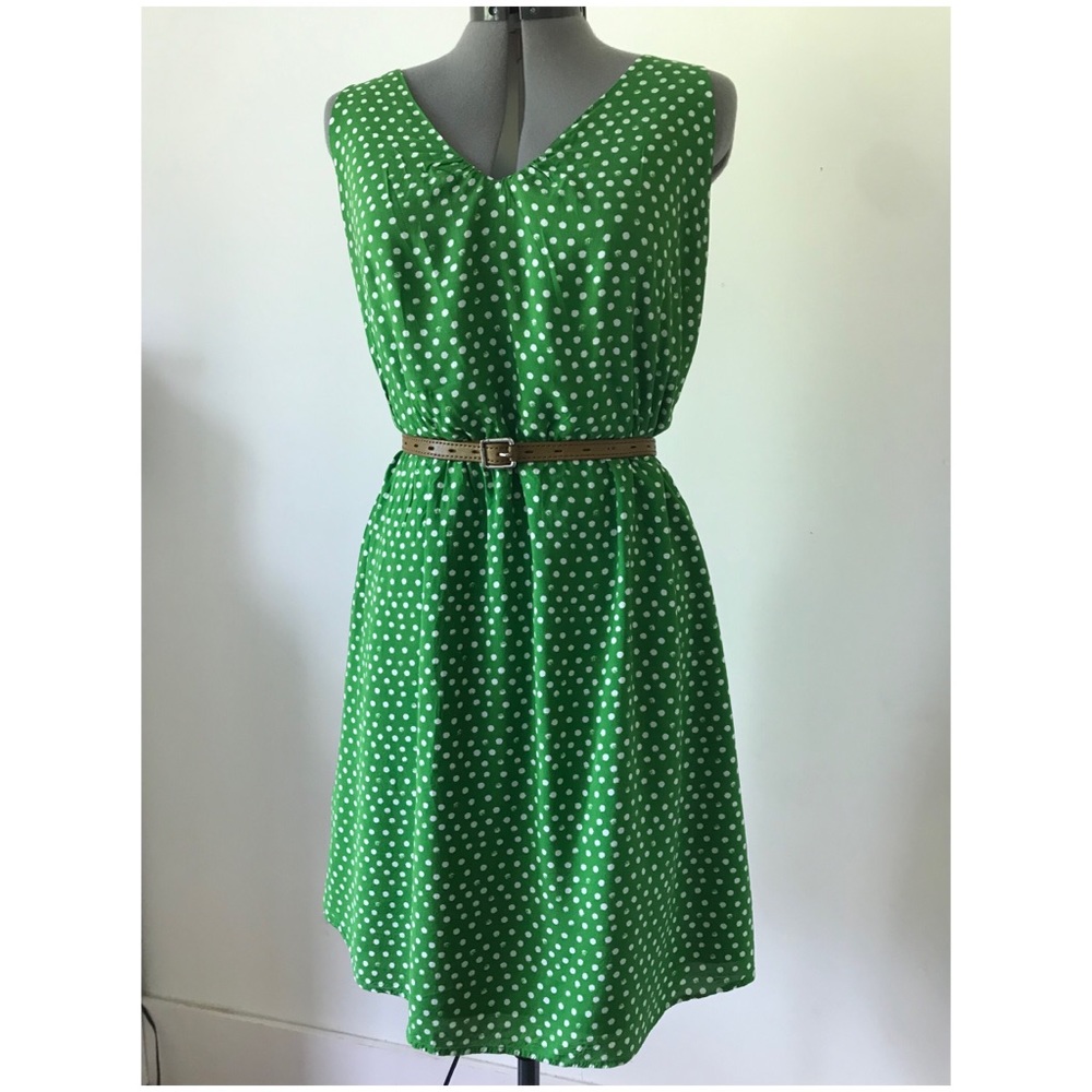 Green polka dot dress